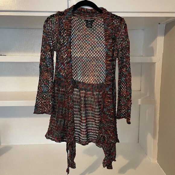 Neslay Paris Multicolor Rainbow Crochet Front Tie Cardigan – Size S/M - Picture 2 of 10